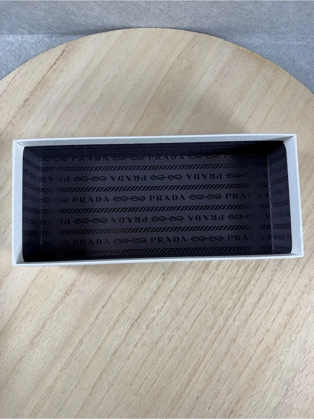Prada White Presentation Box with Black Microfiber Cloth and Booklet